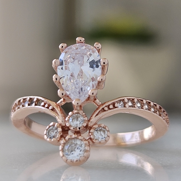 Rose Gold Wishbone Ring, 925 Sterling Silver, 18k Rose Gold - Picture 7 of 9